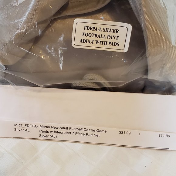 Football Pants with Pads, Silver, Size Adult Large, NWT - Picture 2 of 16